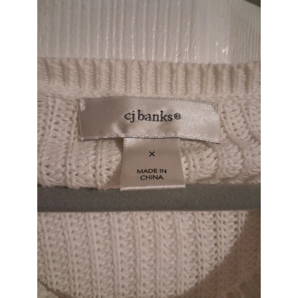 CJ Banks Cable Knit Sweater Size Textured Cotton Lightweight Open Knit Layer - Picture 7 of 14